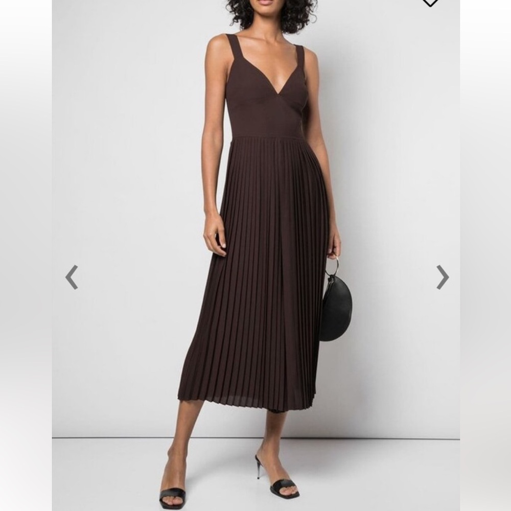 VINCE Brown Pleated V-Neck Jumpsuit Culottes Wide Leg Pants - Size 2